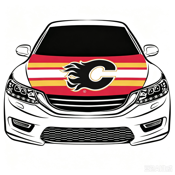 Calgary Flames Car Hood Cover Flag ,NHL Calgary Flames Engine Banner,4X5ft/6X7FT,100% Polyester Elastic Fabrics Can be Washed