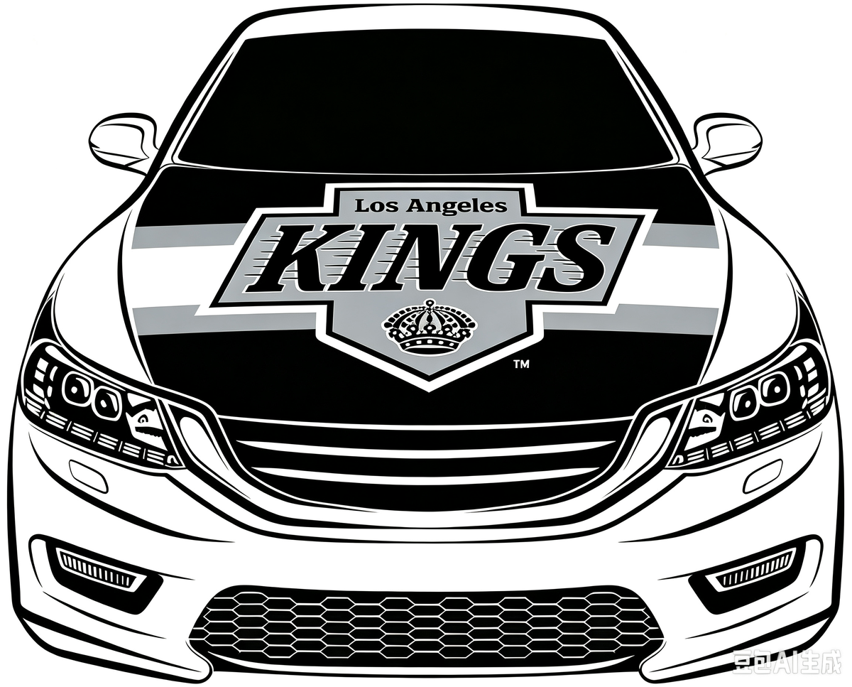 Los Angeles Kings Car Hood Cover Flag ,NHL Los Angeles Kings Engine Banner,4X5ft/6X7FT,100% Polyester Elastic Fabrics Can be Washed