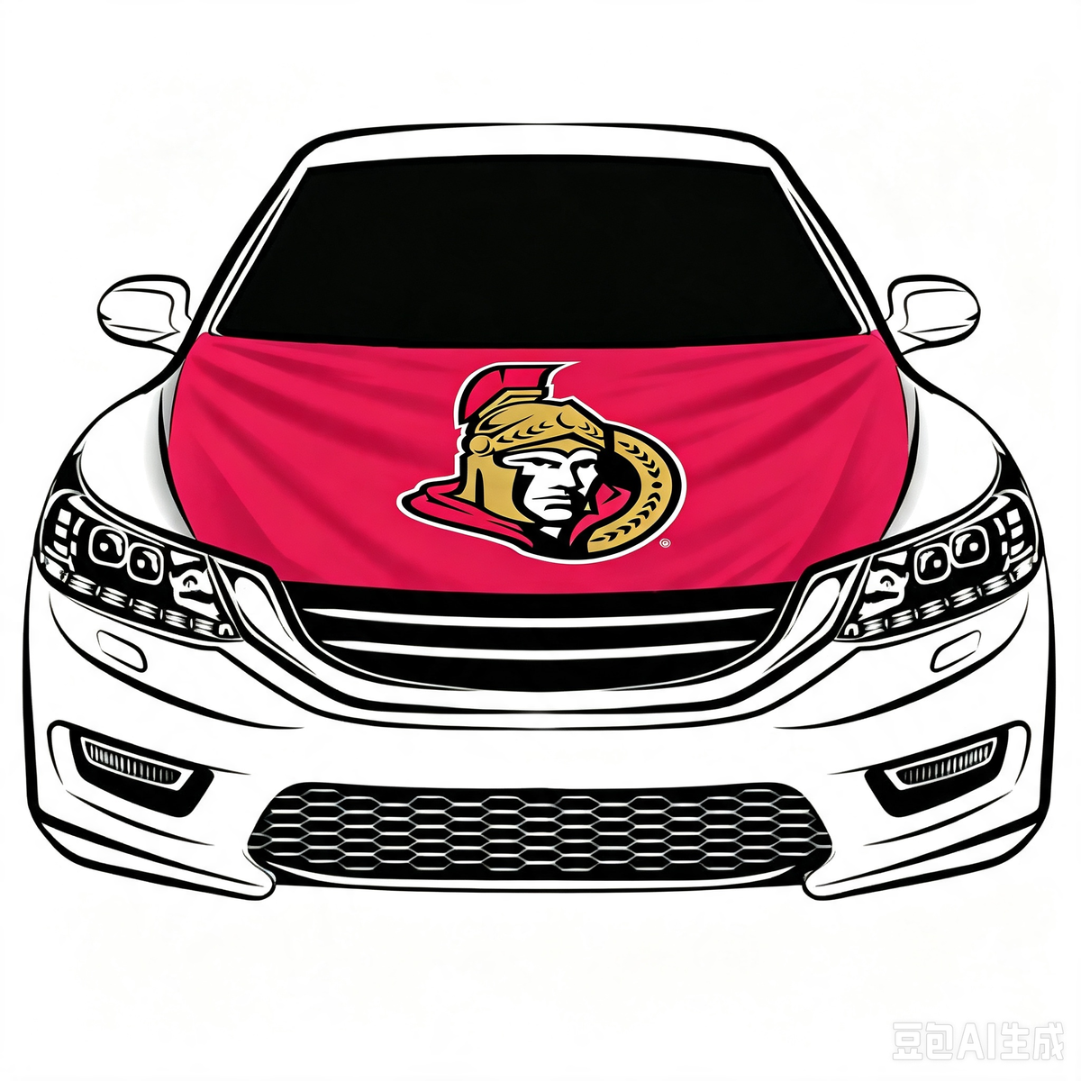 NHL Ottawa Senators Car Hood Cover Flag ,  Ottawa Senators Engine Banner,4X5ft/6X7FT,100% Polyester Elastic Fabrics Can be Washed