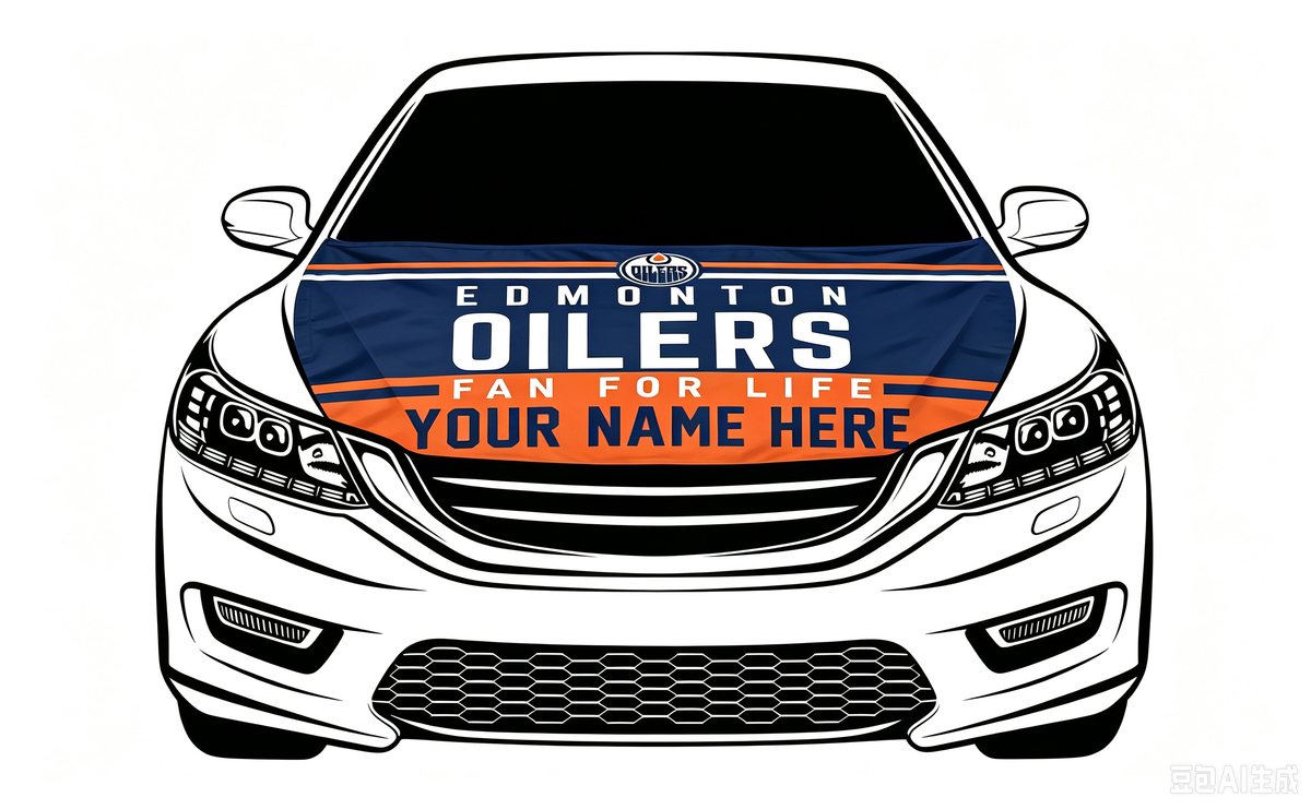 NHL  Edmonton Oilers Car Hood Cover Flag ,   Edmonton Oilers Engine Banner,4X5ft/6X7FT,100% Polyester Elastic Fabrics Can be Washed