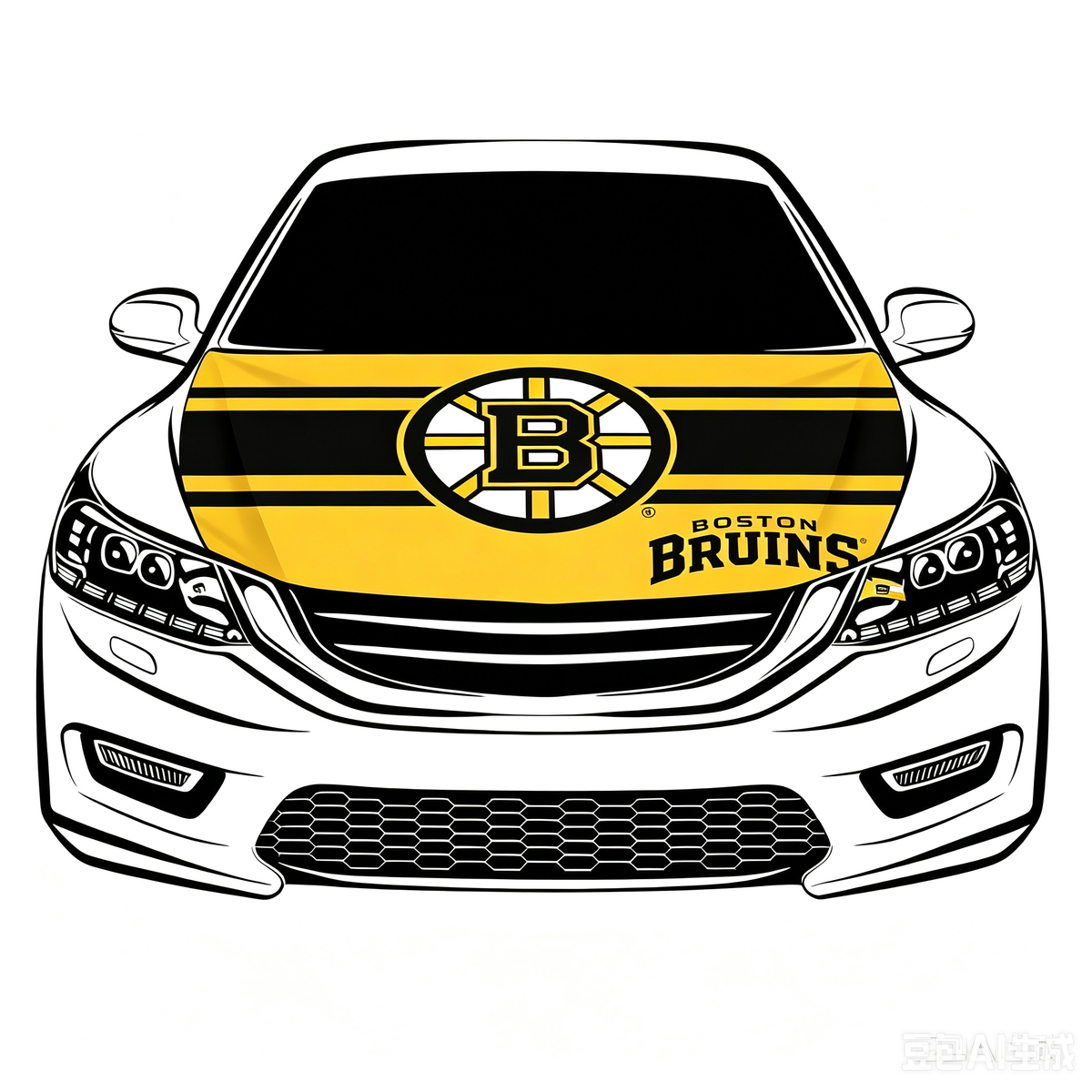 NHL Boston Bruins Car Hood Cover Flag ,NHL Bruins Engine Banner,4X5ft/6X7FT,100% Polyester Elastic Fabrics Can be Washed
