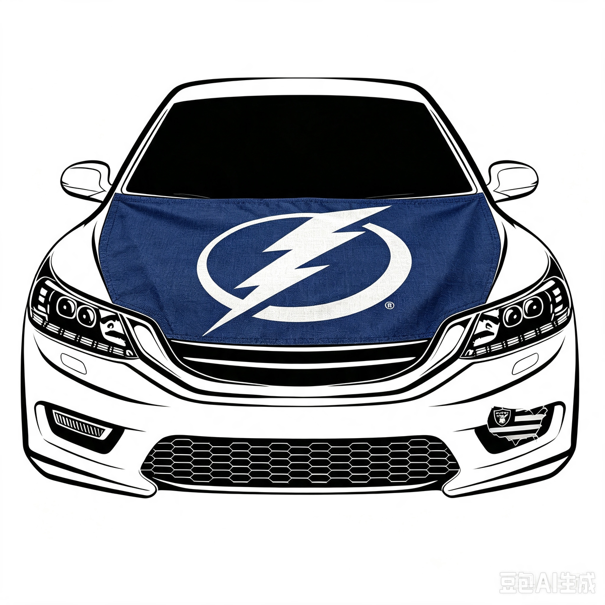 Tampa Bay Lightning Car Hood Cover Flag ,NHL Tampa Bay Lightning Engine Banner,4X5ft/6X7FT,100% Polyester Elastic Fabrics Can be Washed
