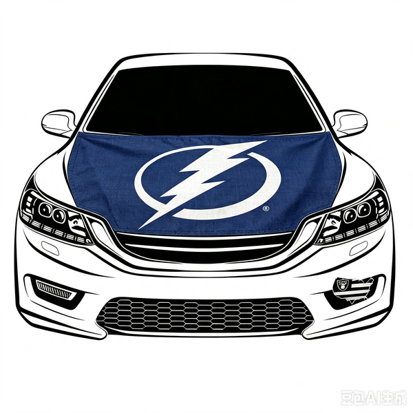 Tampa Bay Lightning Car Hood Cover Flag ,NHL Tampa Bay Lightning Engine Banner,4X5ft/6X7FT,100% Polyester Elastic Fabrics Can be Washed