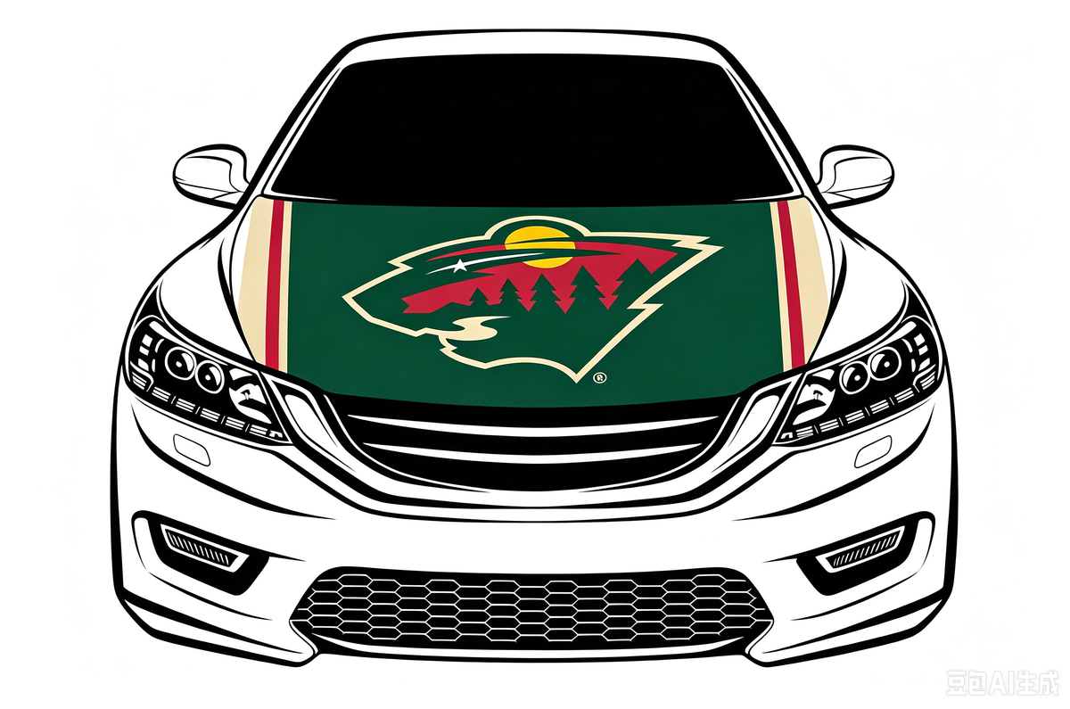 NHL Minnesota Wild Car Hood Cover Flag ,   Minnesota Wild Engine Banner,4X5ft/6X7FT,100% Polyester Elastic Fabrics Can be Washed