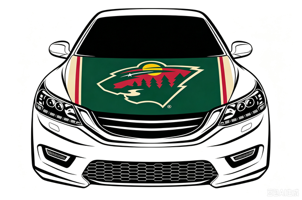 NHL Minnesota Wild Car Hood Cover Flag ,   Minnesota Wild Engine Banner,4X5ft/6X7FT,100% Polyester Elastic Fabrics Can be Washed