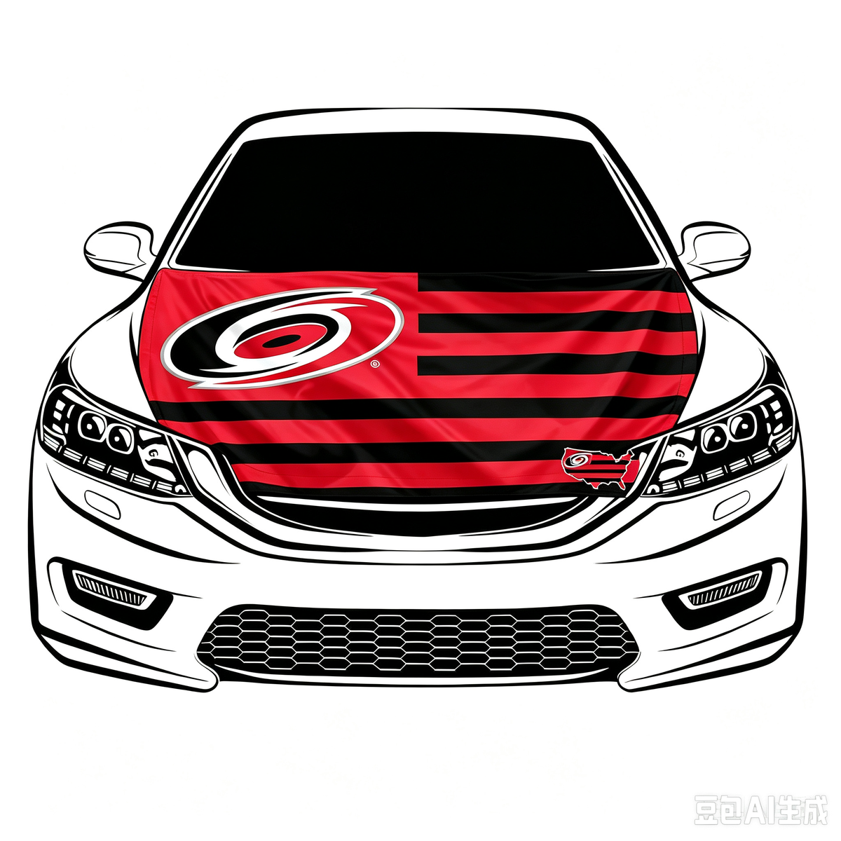 NHL Carolina Hurricanes Car Hood Cover Flag ,  Carolina Hurricanes Engine Banner,4X5ft/6X7FT,100% Polyester Elastic Fabrics Can be Washed