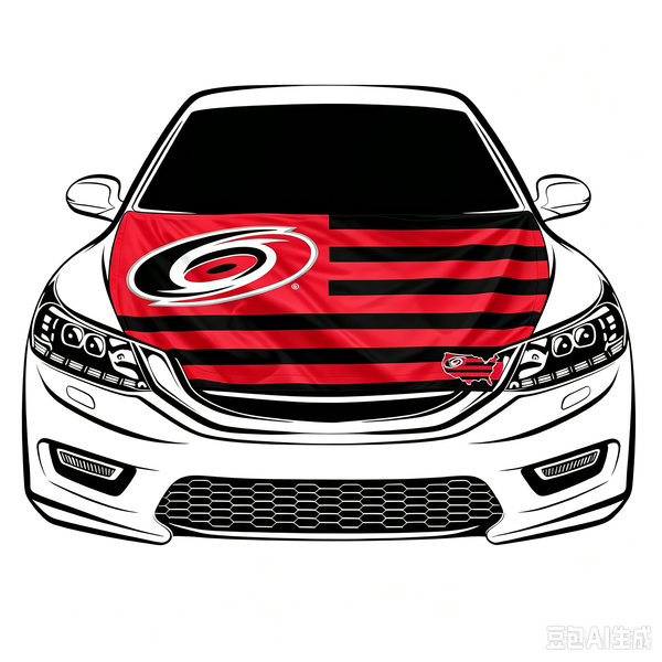 NHL Carolina Hurricanes Car Hood Cover Flag ,  Carolina Hurricanes Engine Banner,4X5ft/6X7FT,100% Polyester Elastic Fabrics Can be Washed