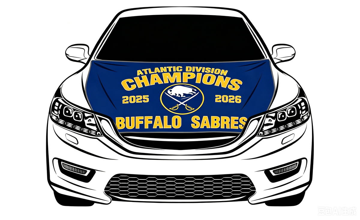 NHL Buffalo Sabres Car Hood Cover Flag ,  Buffalo Sabres Engine Banner,4X5ft/6X7FT,100% Polyester Elastic Fabrics Can be Washed
