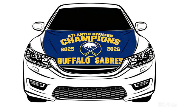 NHL Buffalo Sabres Car Hood Cover Flag ,  Buffalo Sabres Engine Banner,4X5ft/6X7FT,100% Polyester Elastic Fabrics Can be Washed