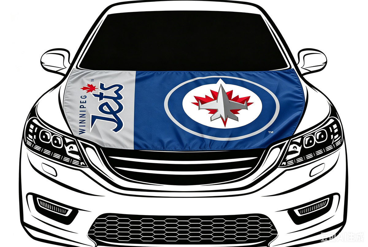 NHL Winnipeg Jets Car Hood Cover Flag ,  Winnipeg Jets Engine Banner,4X5ft/6X7FT,100% Polyester Elastic Fabrics Can be Washed