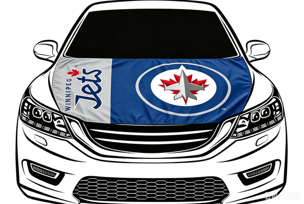 NHL Winnipeg Jets Car Hood Cover Flag ,  Winnipeg Jets Engine Banner,4X5ft/6X7FT,100% Polyester Elastic Fabrics Can be Washed
