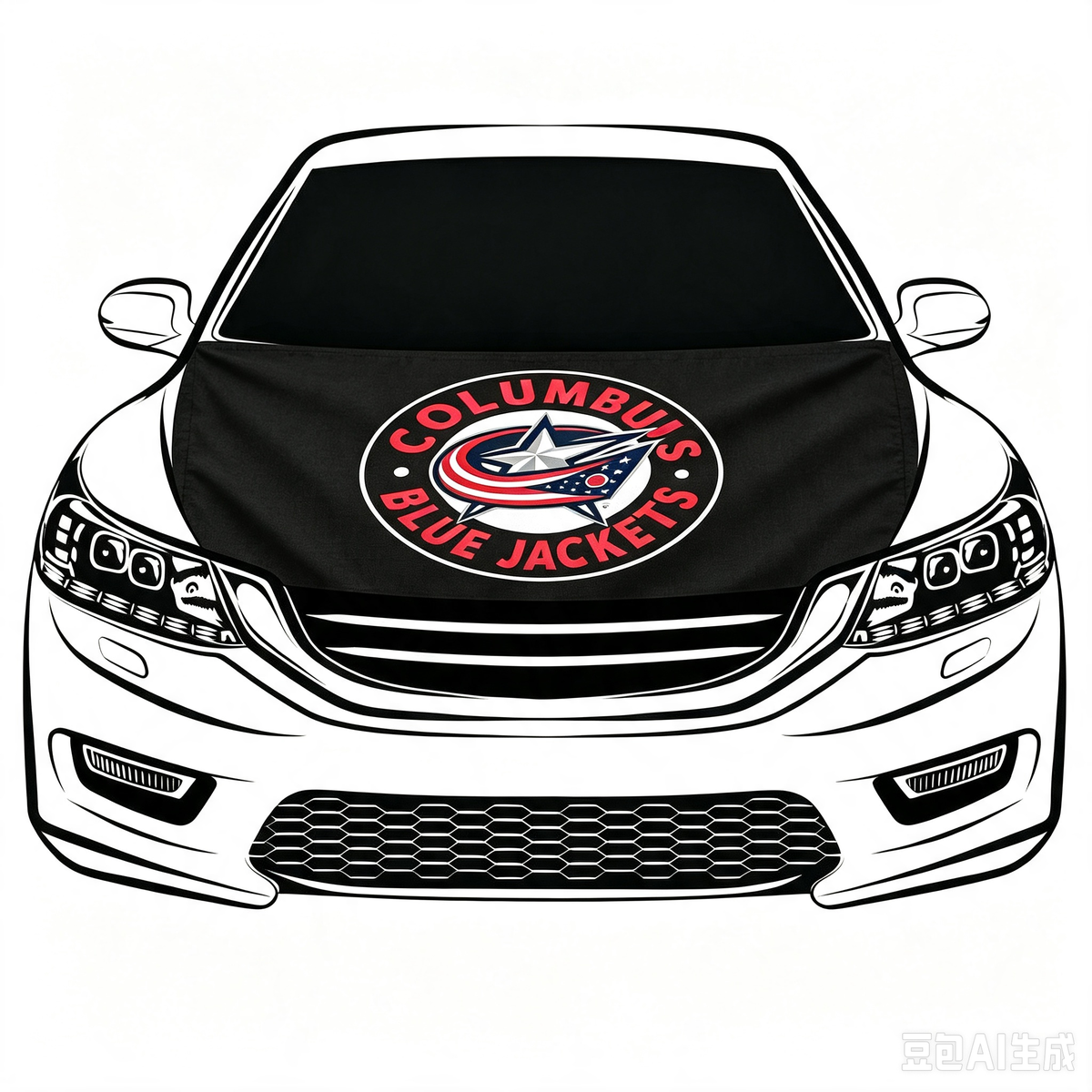NHL Columbus Blue Jackets Car Hood Cover Flag ,  Columbus Blue Jackets Engine Banner,4X5ft/6X7FT,100% Polyester Elastic Fabrics Can be Washed