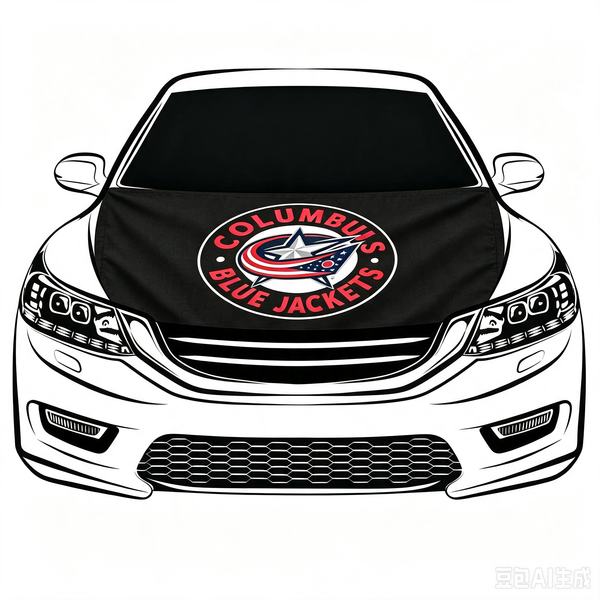 NHL Columbus Blue Jackets Car Hood Cover Flag ,  Columbus Blue Jackets Engine Banner,4X5ft/6X7FT,100% Polyester Elastic Fabrics Can be Washed