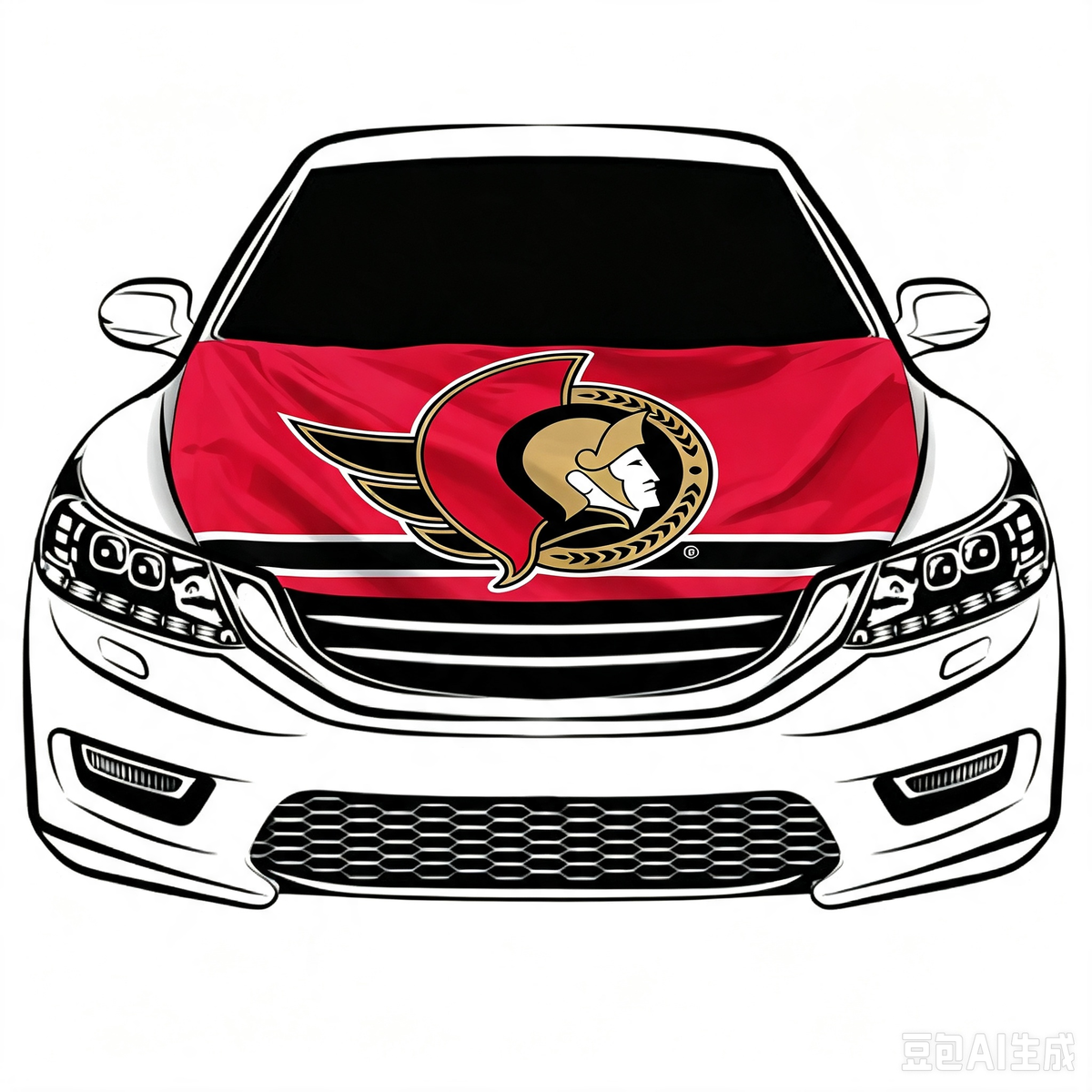 NHL Ottawa Senators Car Hood Cover Flag ,  Ottawa Senators Engine Banner,4X5ft/6X7FT,100% Polyester Elastic Fabrics Can be Washed