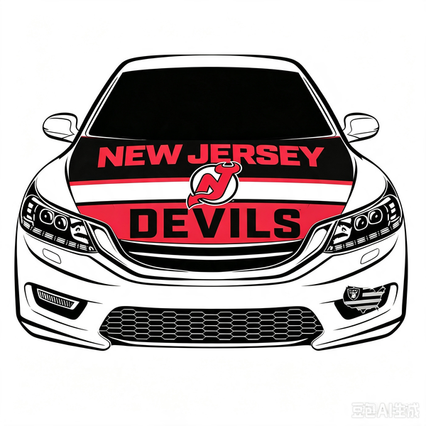 NHL New Jersey Devils Car Hood Cover Flag ,  New Jersey Devils Engine Banner,4X5ft/6X7FT,100% Polyester Elastic Fabrics Can be Washed