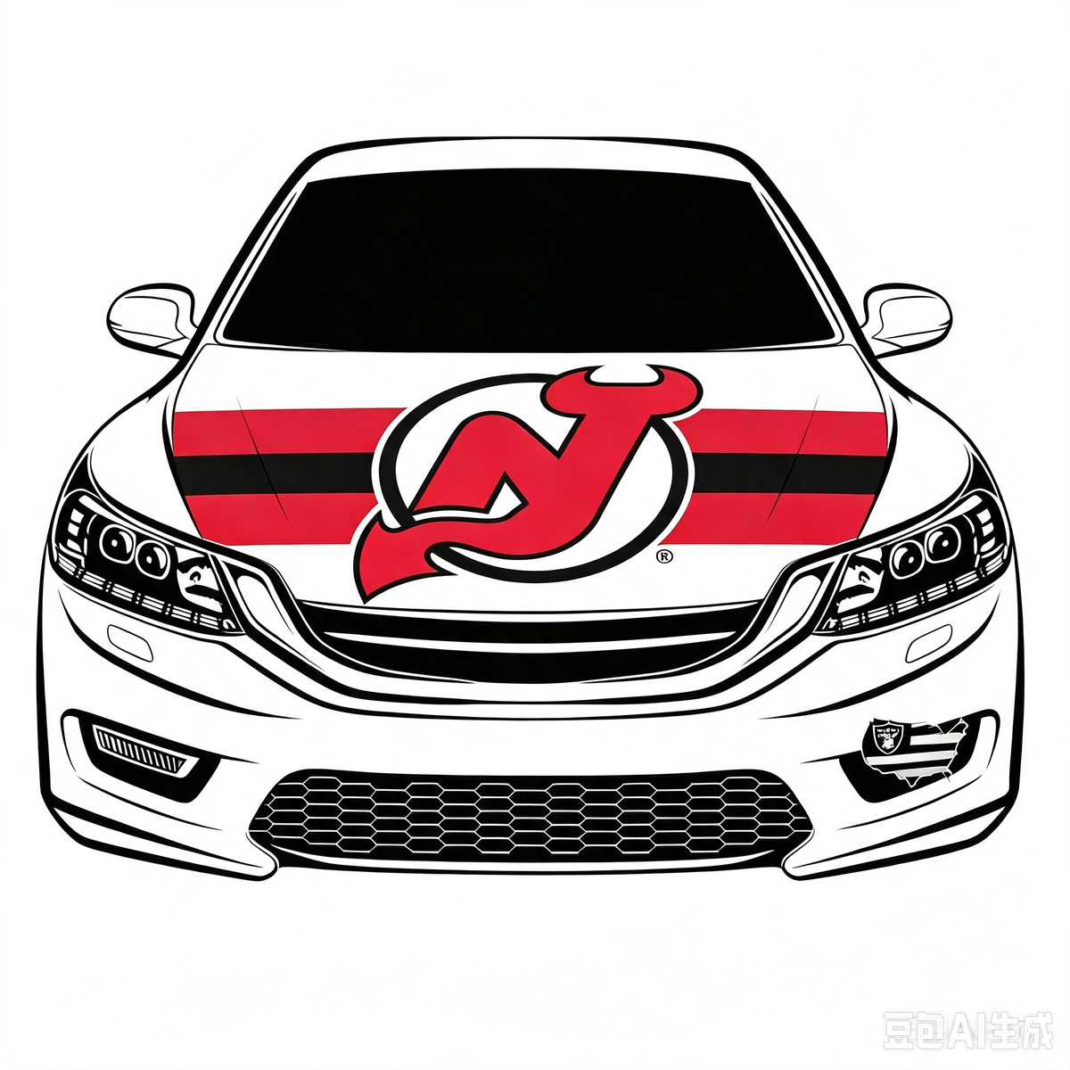 NHL New Jersey Devils Car Hood Cover Flag ,  New Jersey Devils Engine Banner,4X5ft/6X7FT,100% Polyester Elastic Fabrics Can be Washed