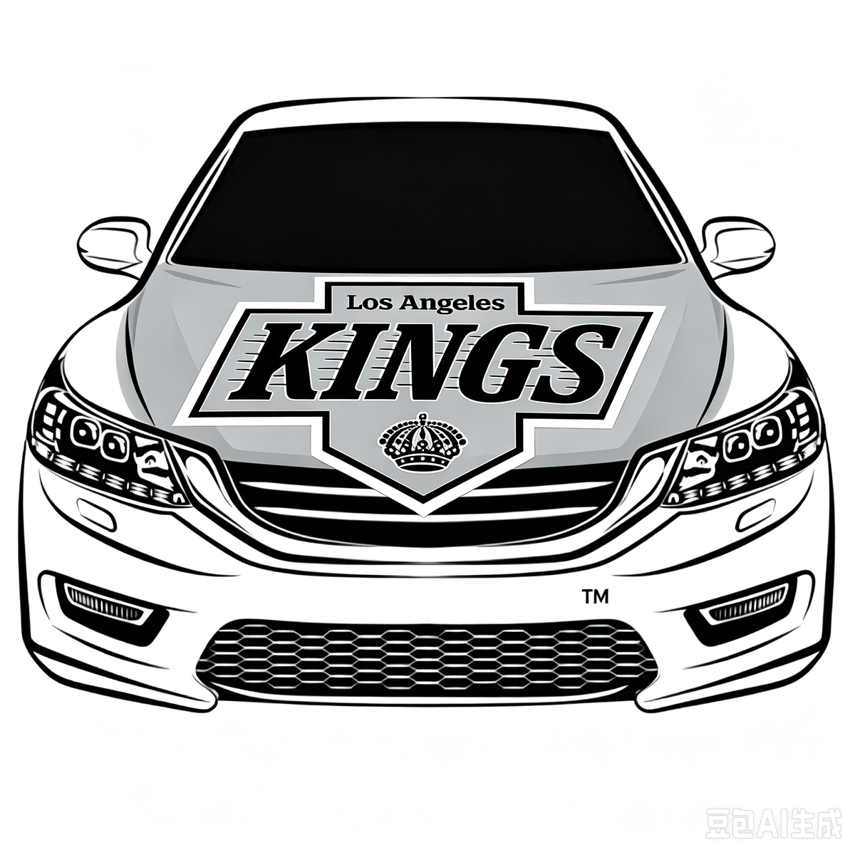 Los Angeles Kings Car Hood Cover Flag ,NHL Los Angeles Kings Engine Banner,4X5ft/6X7FT,100% Polyester Elastic Fabrics Can be Washed