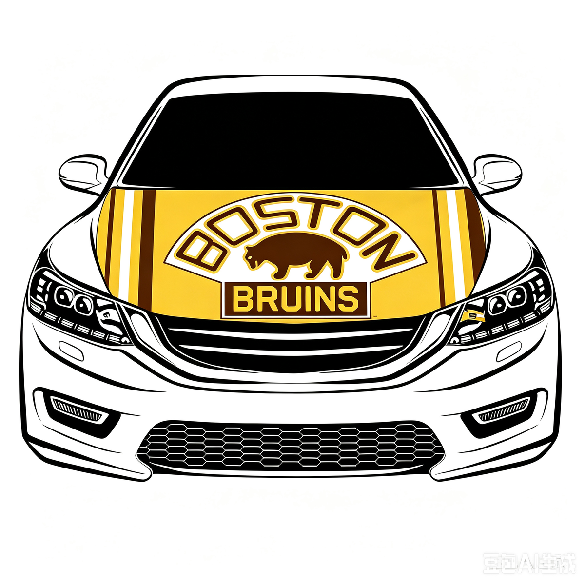 NHL Boston Bruins Car Hood Cover Flag ,NHL Bruins Engine Banner,4X5ft/6X7FT,100% Polyester Elastic Fabrics Can be Washed