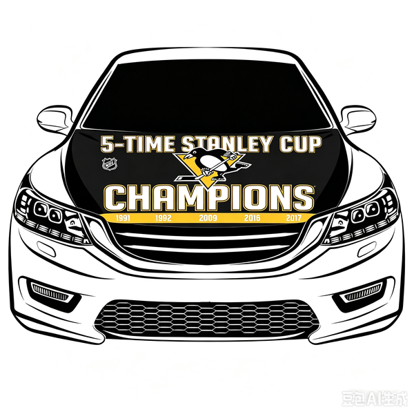 NHL  Pittsburgh Penguins Car Hood Cover Flag ,   Pittsburgh Penguins Engine Banner,4X5ft/6X7FT,100% Polyester Elastic Fabrics Can be Washed