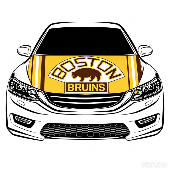 NHL Boston Bruins Car Hood Cover Flag ,NHL Bruins Engine Banner,4X5ft/6X7FT,100% Polyester Elastic Fabrics Can be Washed