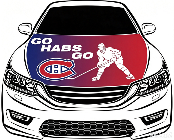 Montreal Canadiens Car Hood Cover Flag ,NHL Montreal Canadiens Engine Banner,4X5ft/6X7FT,100% Polyester Elastic Fabrics Can be Washed
