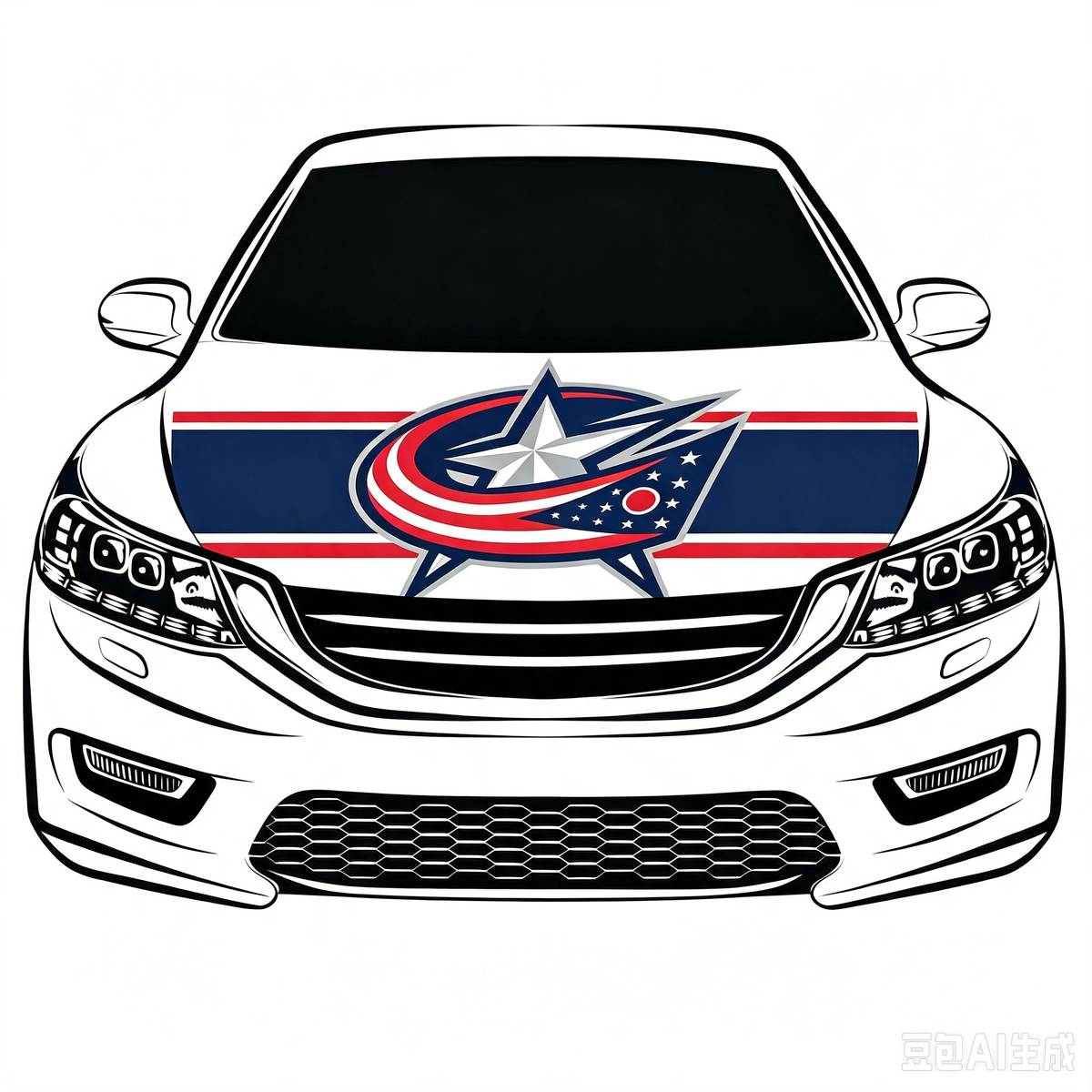 NHL Columbus Blue Jackets Car Hood Cover Flag ,  Columbus Blue Jackets Engine Banner,4X5ft/6X7FT,100% Polyester Elastic Fabrics Can be Washed