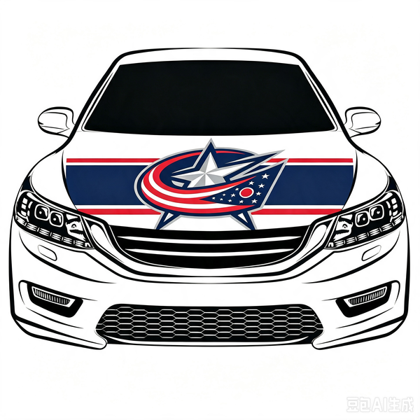NHL Columbus Blue Jackets Car Hood Cover Flag ,  Columbus Blue Jackets Engine Banner,4X5ft/6X7FT,100% Polyester Elastic Fabrics Can be Washed