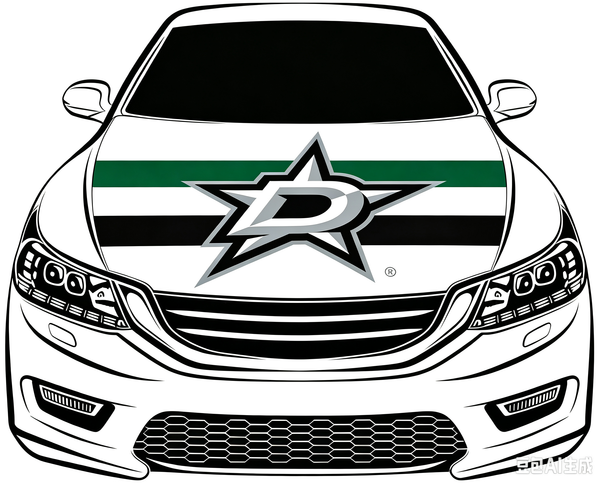 Los Dallas Stars Car Hood Cover Flag ,NHL Dallas Stars Engine Banner,4X5ft/6X7FT,100% Polyester Elastic Fabrics Can be Washed