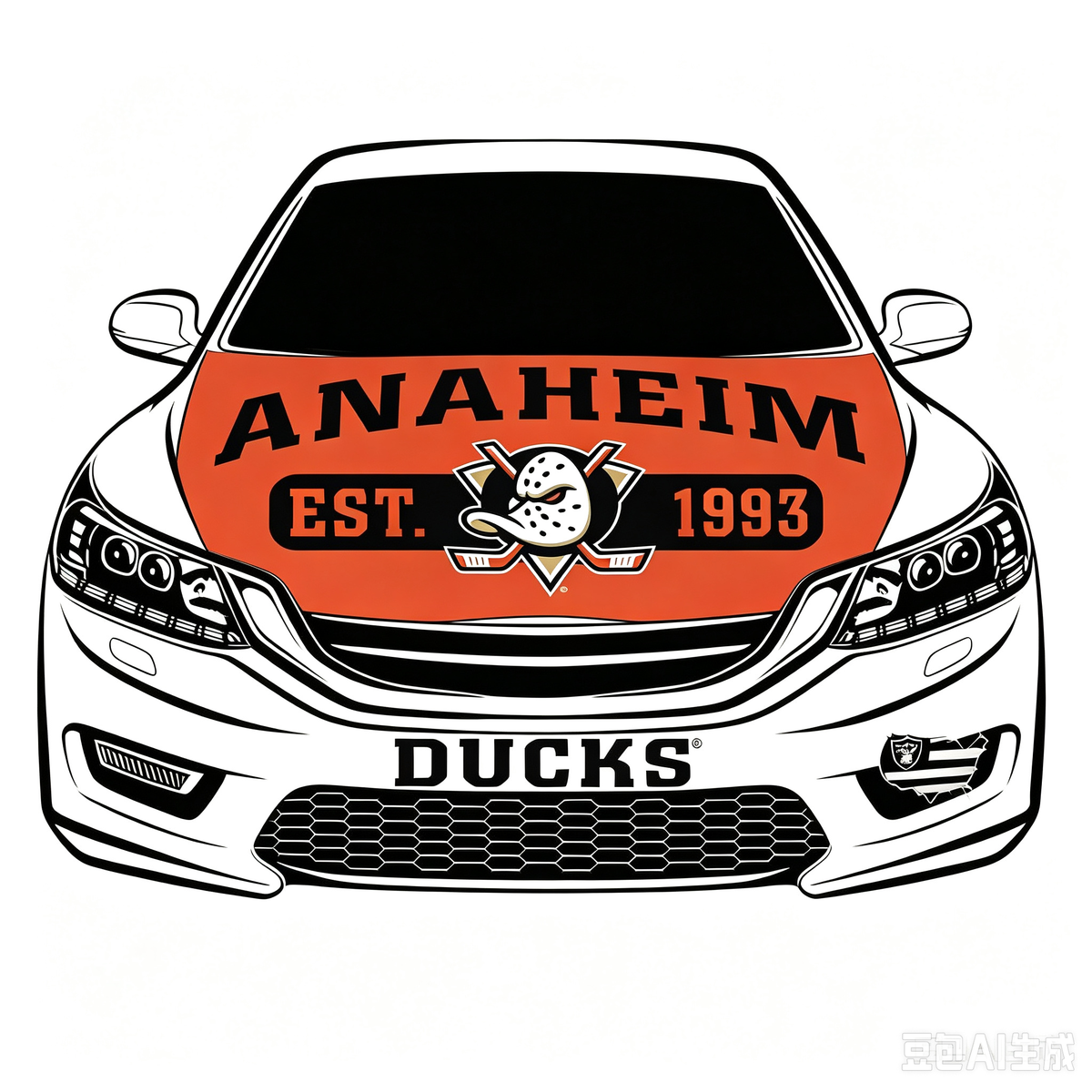 Anaheim Ducks Car Hood Cover Flag ,NHL Anaheim Ducks Engine Banner,4X5ft/6X7FT,100% Polyester Elastic Fabrics Can be Washed