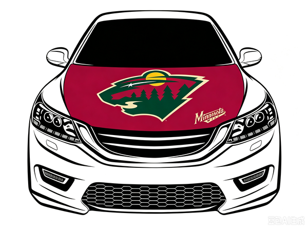 NHL Minnesota Wild Car Hood Cover Flag ,   Minnesota Wild Engine Banner,4X5ft/6X7FT,100% Polyester Elastic Fabrics Can be Washed