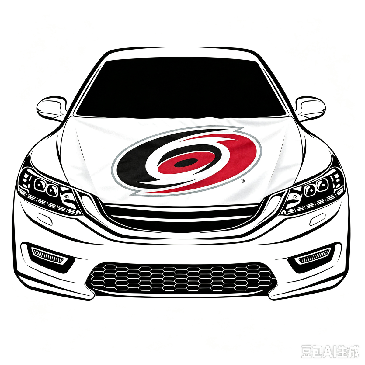NHL Carolina Hurricanes Car Hood Cover Flag ,  Carolina Hurricanes Engine Banner,4X5ft/6X7FT,100% Polyester Elastic Fabrics Can be Washed