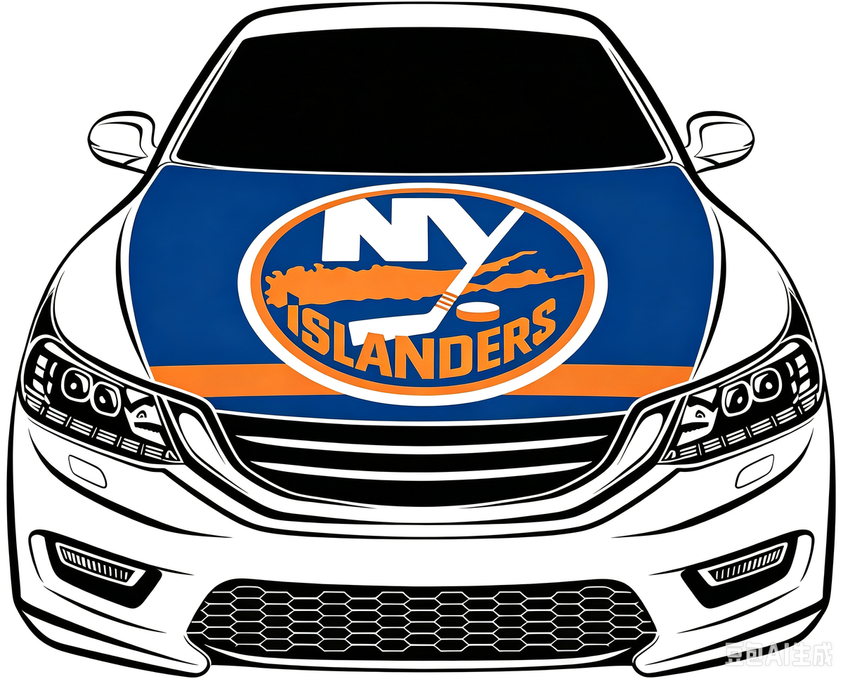 New York lslanders Car Hood Cover Flag ,NHL NY lslanders Engine Banner,4X5ft/6X7FT,100% Polyester Elastic Fabrics Can be Washed