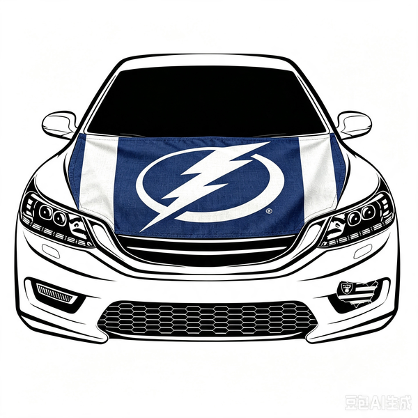 Tampa Bay Lightning Car Hood Cover Flag ,NHL Tampa Bay Lightning Engine Banner,4X5ft/6X7FT,100% Polyester Elastic Fabrics Can be Washed