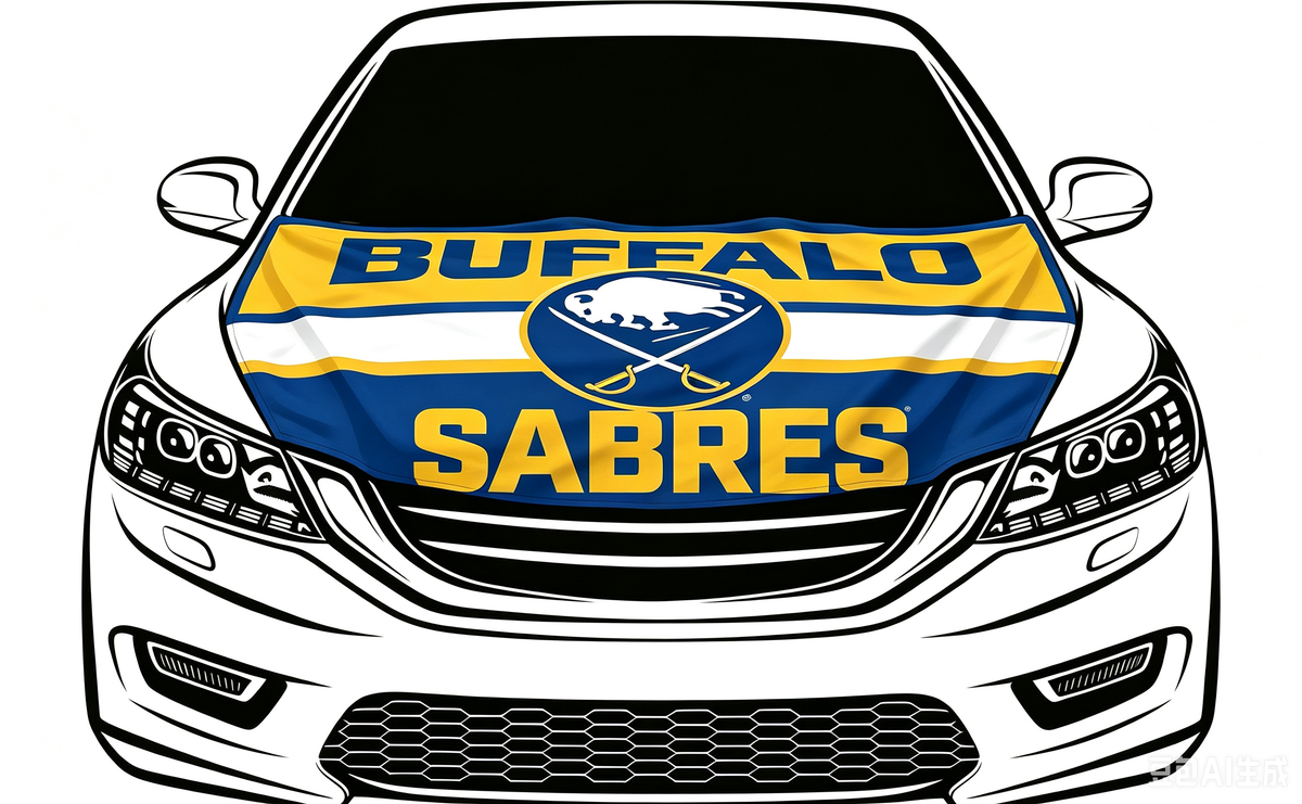 NHL Buffalo Sabres Car Hood Cover Flag ,  Buffalo Sabres Engine Banner,4X5ft/6X7FT,100% Polyester Elastic Fabrics Can be Washed