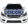 Camouflage blue Hood Cover Flag ,Camouflage Engine Banner,3.3X5ft,100% Polyester Elastic Fabrics Can be Washed