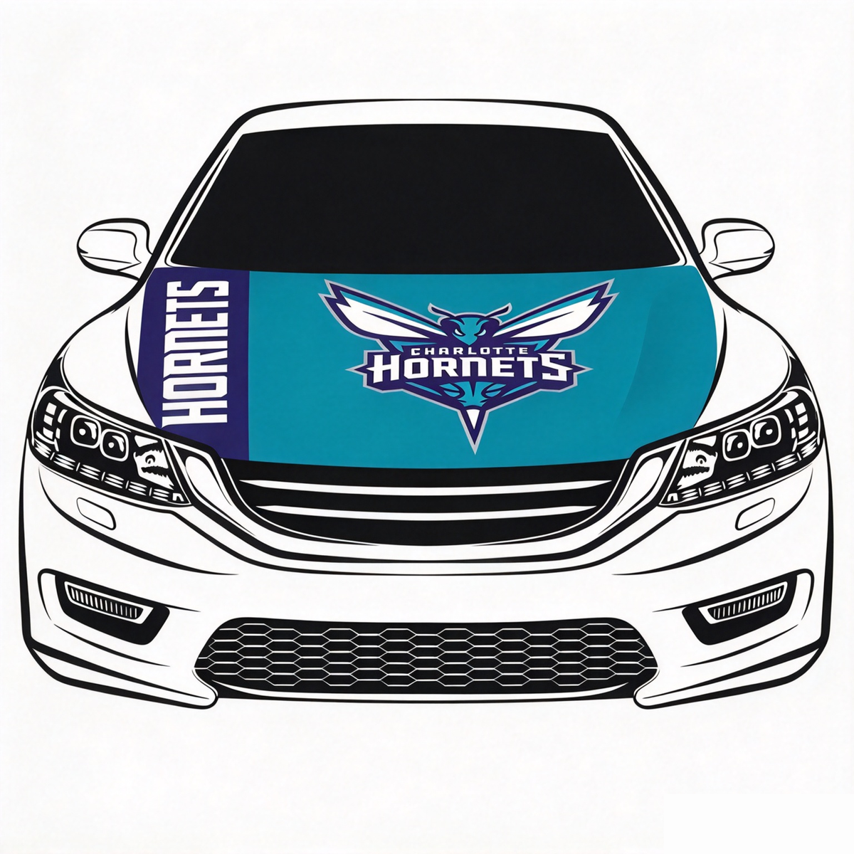 Charlotte Hornets Flag Car Hood Cover Flag , NBA Engine Banner,4X5ft,/6X7FT100% Polyester Elastic Fabrics Can be Washed