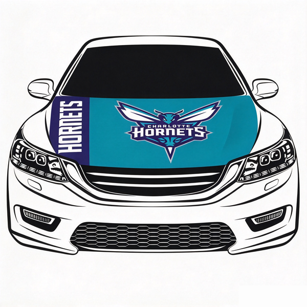 Charlotte Hornets Flag Car Hood Cover Flag , NBA Engine Banner,4X5ft,/6X7FT100% Polyester Elastic Fabrics Can be Washed