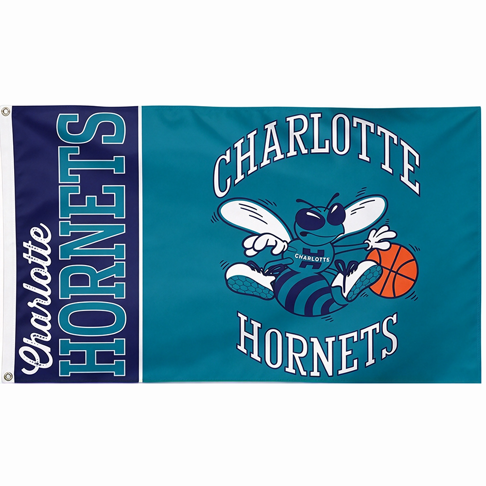 Charlotte Hornets Flag-NBA 3x5 FT Charlotte Hornets Basketball Banner-100% polyester-One sided / double sided