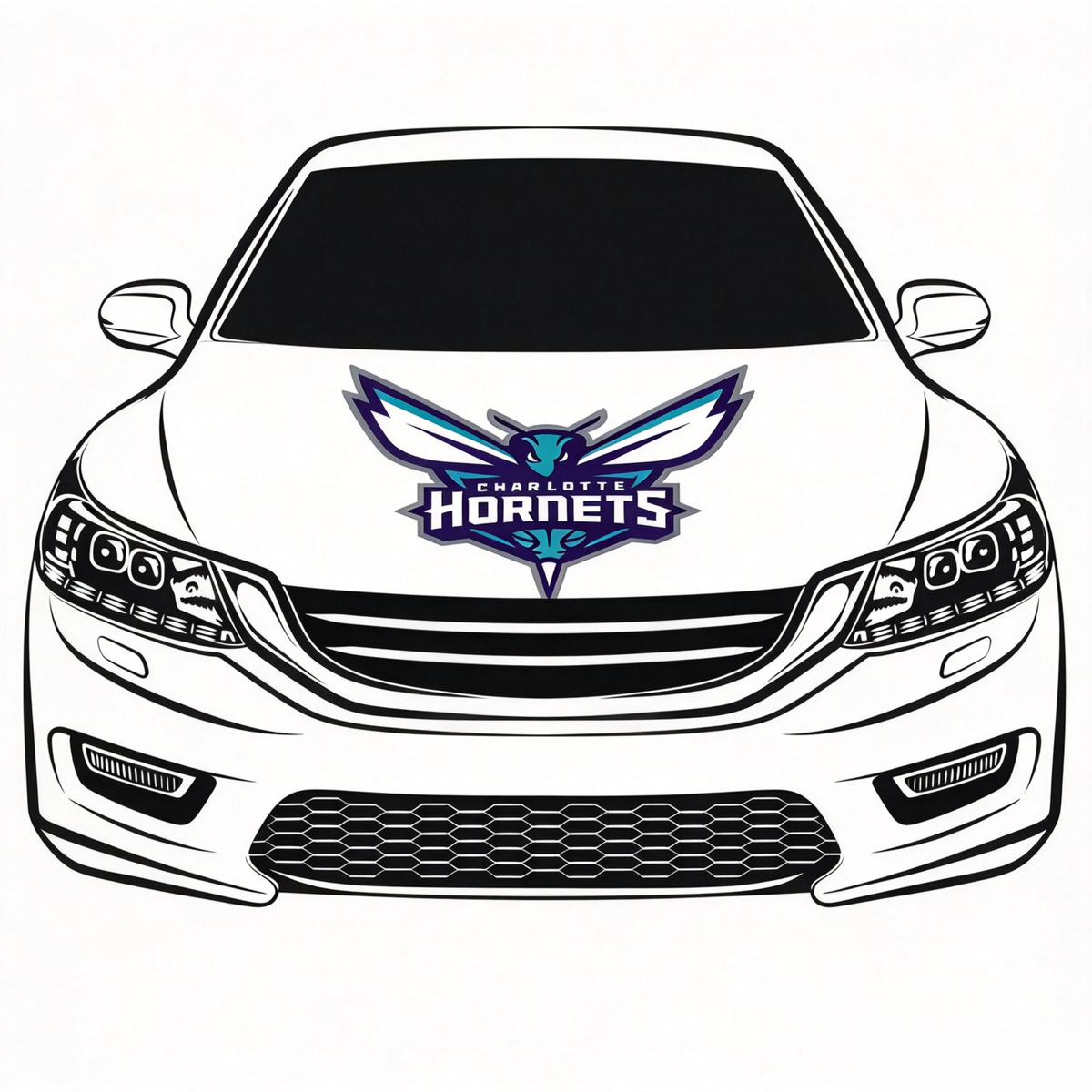 Charlotte Hornets Flag Car Hood Cover Flag , NBA Engine Banner,4X5ft,/6X7FT100% Polyester Elastic Fabrics Can be Washed