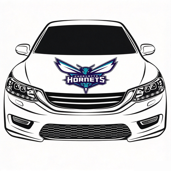 Charlotte Hornets Flag Car Hood Cover Flag , NBA Engine Banner,4X5ft,/6X7FT100% Polyester Elastic Fabrics Can be Washed