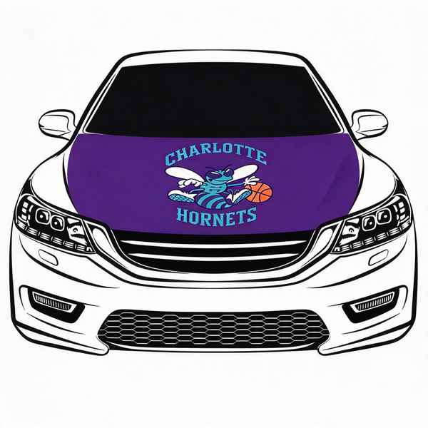 Charlotte Hornets Flag Car Hood Cover Flag , NBA Engine Banner,4X5ft,/6X7FT100% Polyester Elastic Fabrics Can be Washed