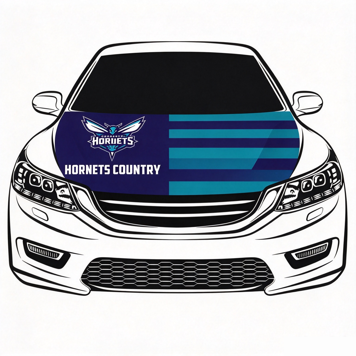 Charlotte Hornets Flag Car Hood Cover Flag , NBA Engine Banner,4X5ft,/6X7FT100% Polyester Elastic Fabrics Can be Washed