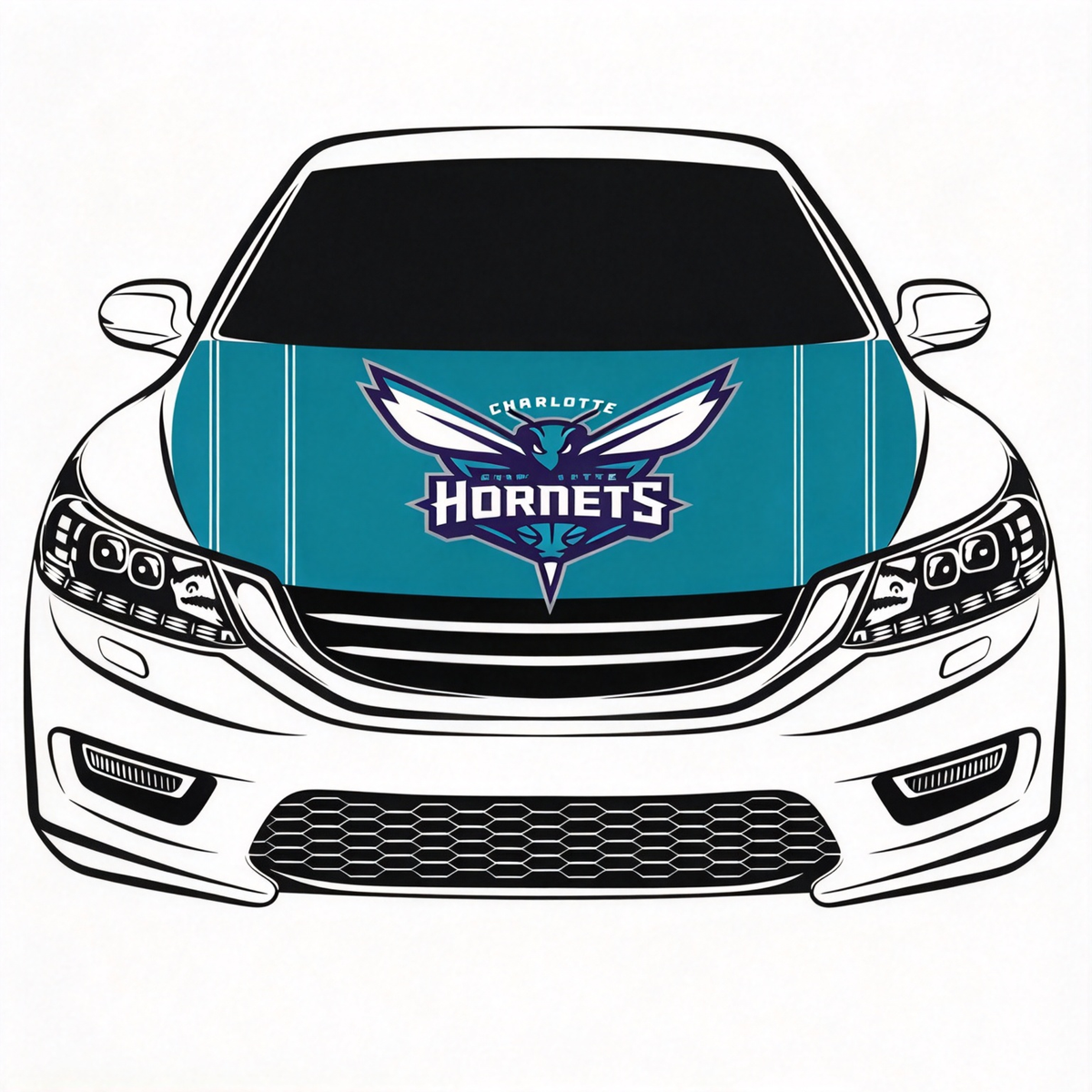 Charlotte Hornets Flag Car Hood Cover Flag , NBA Engine Banner,4X5ft,/6X7FT100% Polyester Elastic Fabrics Can be Washed