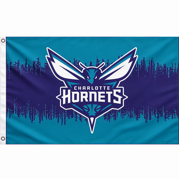 Charlotte Hornets Flag-NBA 3x5 FT Charlotte Hornets Basketball Banner-100% polyester-One sided / double sided