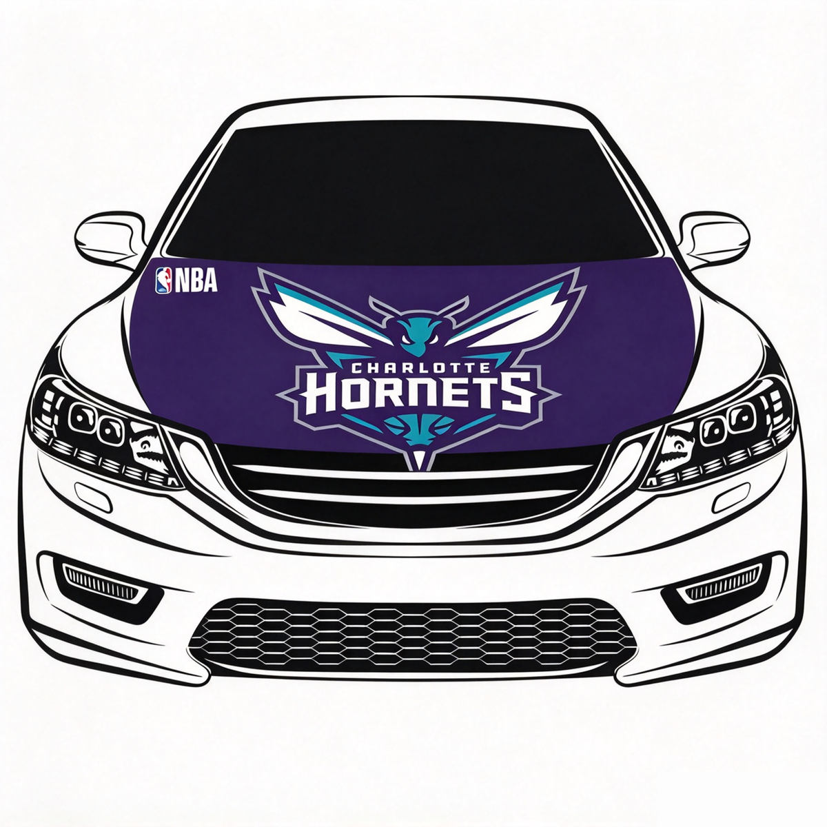Charlotte Hornets Flag Car Hood Cover Flag , NBA Engine Banner,4X5ft,/6X7FT100% Polyester Elastic Fabrics Can be Washed