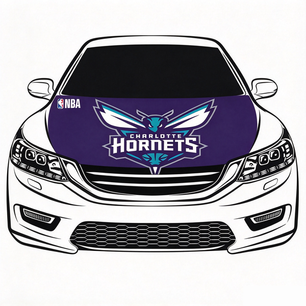 Charlotte Hornets Flag Car Hood Cover Flag , NBA Engine Banner,4X5ft,/6X7FT100% Polyester Elastic Fabrics Can be Washed