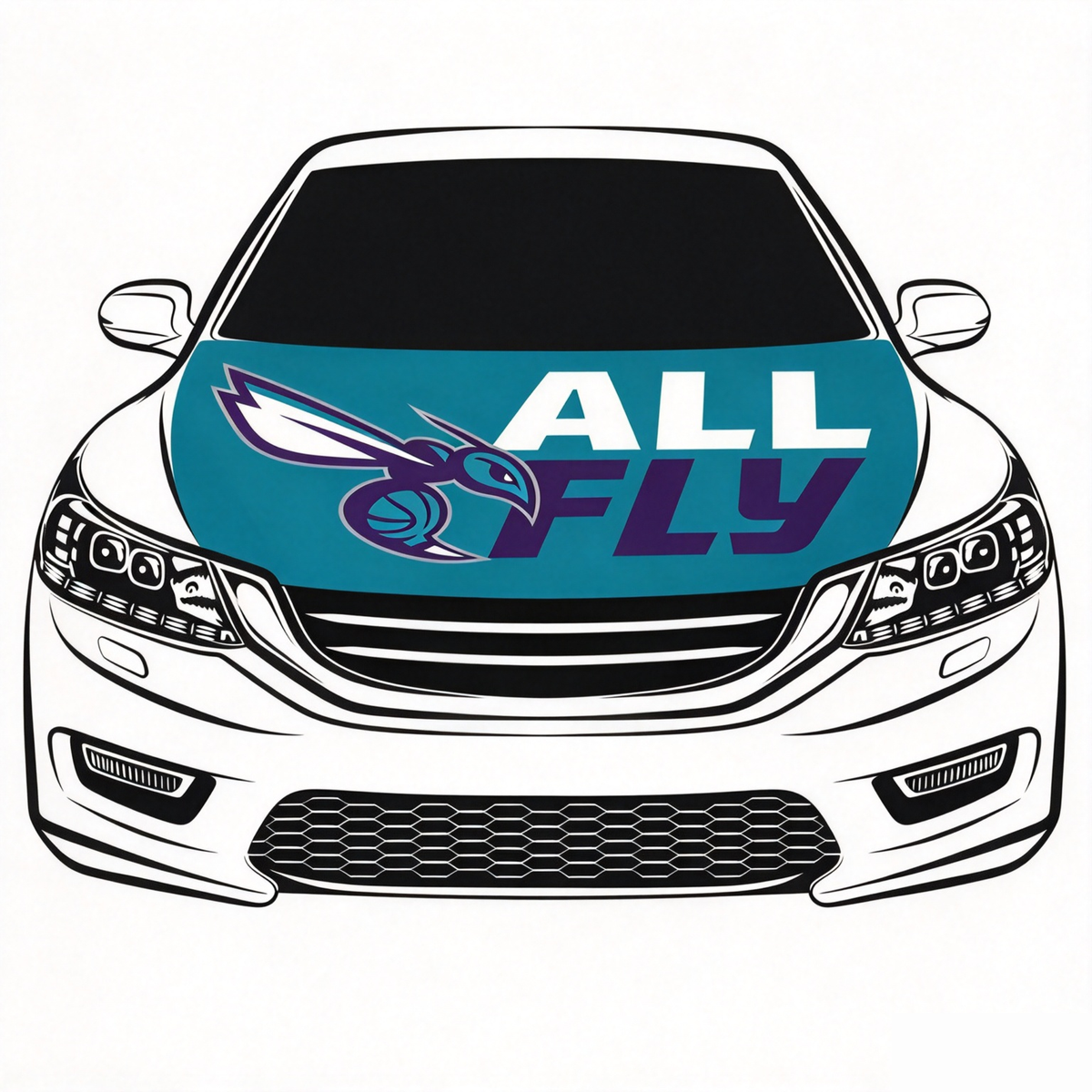 Charlotte Hornets Flag Car Hood Cover Flag , NBA Engine Banner,4X5ft,/6X7FT100% Polyester Elastic Fabrics Can be Washed