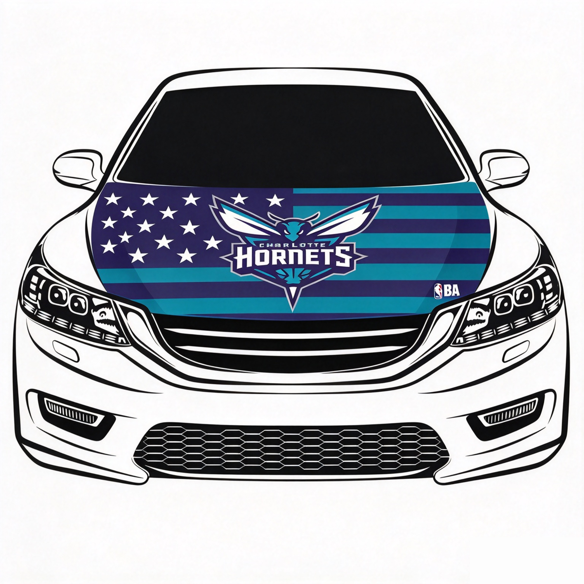 Charlotte Hornets Flag Car Hood Cover Flag , NBA Engine Banner,4X5ft,/6X7FT100% Polyester Elastic Fabrics Can be Washed