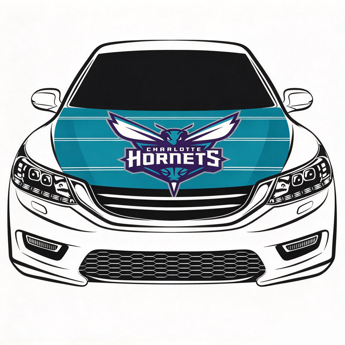 Charlotte Hornets Flag Car Hood Cover Flag , NBA Engine Banner,4X5ft,/6X7FT100% Polyester Elastic Fabrics Can be Washed