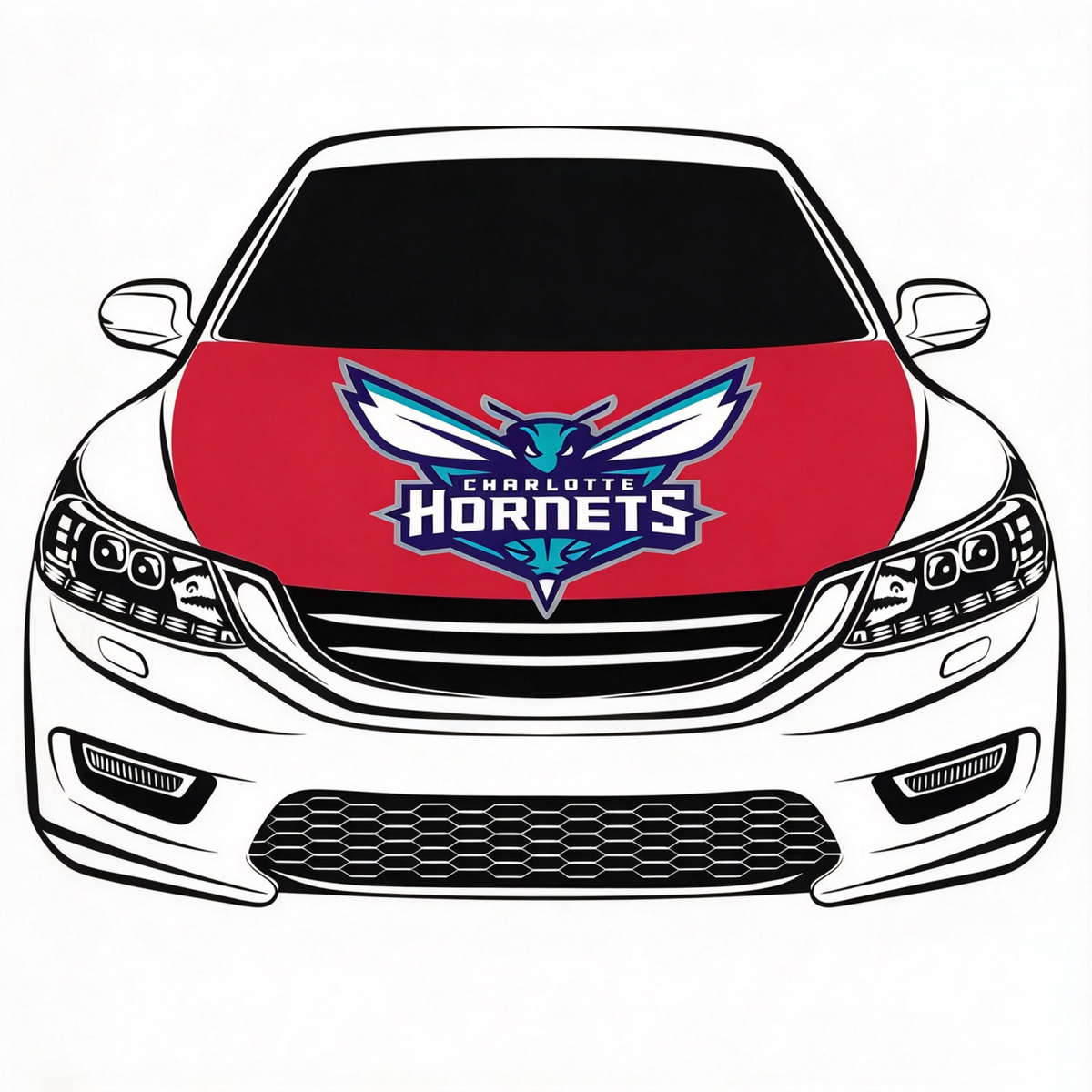 Charlotte Hornets Flag Car Hood Cover Flag , NBA Engine Banner,4X5ft,/6X7FT100% Polyester Elastic Fabrics Can be Washed